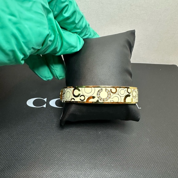 Coach Gold and White Signature Bangle - Picture 6 of 9